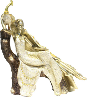 

X-Gift Aramani peacock lady Decorative Showpiece - 30 cm(Polyresin, Gold)