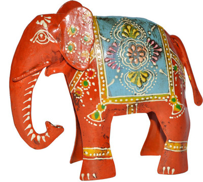 

Lal Haveli Decorative Handicraft Elephant Figurine Statue Iron Decorative Showpiece - 12.7 cm(Iron, Orange)