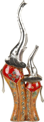 

VarEesha Twin Elephants Decorative Showpiece - 15.24 cm(Cast Iron, Multicolor)