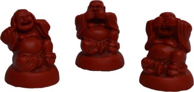 

eCraftIndia Set of 3 Laughing Buddha - Red Decorative Showpiece - 6.35 cm(Polyresin, Red)