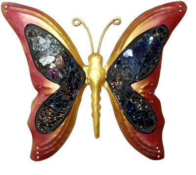 Lal Haveli Decorative Wall Hanging Sculpture Figurine Butterfly Decorative Showpiece - 25 cm(Iron, Pink)