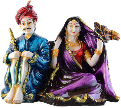 

JaipurCrafts Beautiful Rajasthani Couple With Camel Decorative Showpiece - 15 cm(Polyresin, Multicolor)