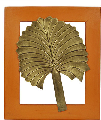 

Lal Haveli Rajasthani Craftswork Wooden Golden Leaf Frame Ethnic Wall Decals Decorative Showpiece - 33 cm(Wood, Yellow)