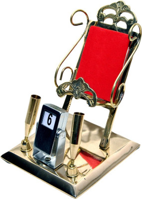 7% OFF on Being Nawab Unique Elegant Mobile Stand with Pen Holder and Calendar Showpiece - 26 cm(Brass, Yellow)
