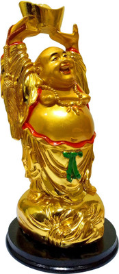 

Starstell Gold Laughing Buddha With Ingot Decorative Showpiece - 15 cm(Polyresin, Multicolor)