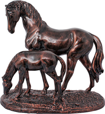 

Art N Hub Horse Baby Horse Pair Pet Animal Figure Statue Décor Gift item Decorative Showpiece - 24 cm(Earthenware, Multicolor)