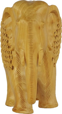 

Swadi Under Cut Teeth Elephant Decorative Showpiece - 15.24 cm(Wooden, Yellow)