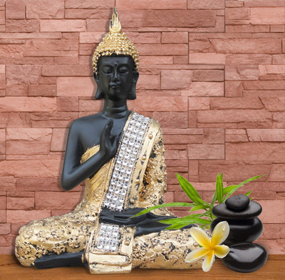 

Tied Ribbons Lord Buddha(Golden) for gift Decorative Showpiece - 20 cm(Polyresin, Multicolor)