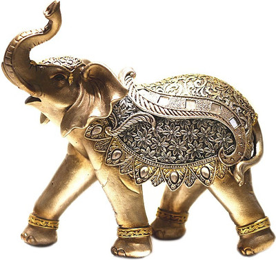 

X-Gift Aramani golden feng shui elephant Decorative Showpiece - 21 cm(Polyresin, Gold)