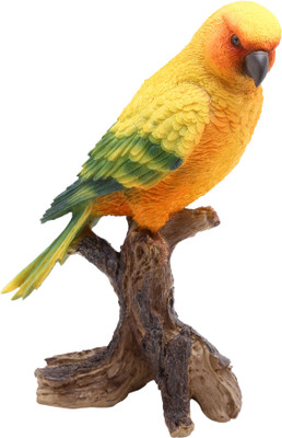 

shivika enterprises yellow parrot sitting on branch Decorative Showpiece - 24 cm(Polyresin, Orange)