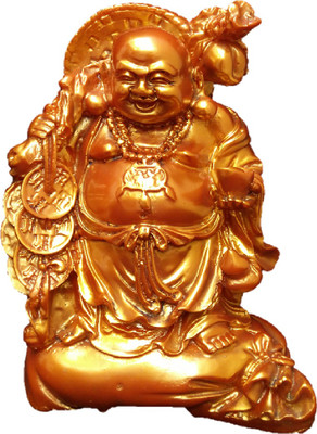 

JaipurCrafts Feng Shui Laughing Buddha Decorative Showpiece - 17.78 cm(Ceramic, Gold)