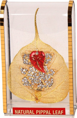 

Purpledip Gold Plated Natural Pipal Leaf with Ganpati Decorative Showpiece - 9 cm(Plastic, Gold)