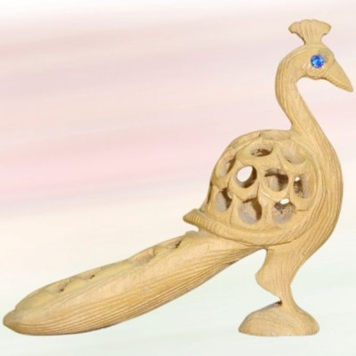 

Ruchi World Hand Carved Jali Peacock Decorative Showpiece - 4 cm(Wooden, Brown)
