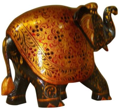 

ByCue Wooden painted elephant Decorative Showpiece - 3 cm(Wooden, Brown)