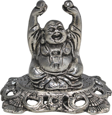 

Bhavikaa Laughing Buddha Decorative Showpiece - 12 cm(Aluminium, Silver)