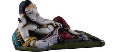 

The Nodding Head Aaram Ganesh Reading (Maroon) Decorative Showpiece - 10 cm(Polyresin, Multicolor)