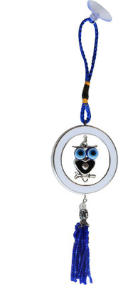 

Anjalika Feng Shui Wise Owl Hanging with Round Shaped Evil Eye Decorative Showpiece - 23 cm(Stoneware, Blue)
