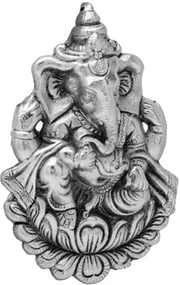 

Traditional Rajasthan Auspicious Ganesha On Lotus Decorative Showpiece - 16 cm(Aluminium, Silver)