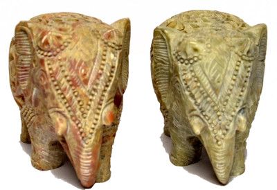 

Artist Haat Natural Soapstone Elephant Sculpture Hand Carved Jali Decorative Showpiece - 6 cm(Stoneware, Beige)