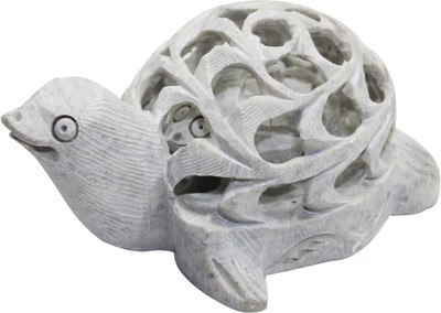

Frabjous Turtle Jali Design Decorative Showpiece - 4 cm(Ceramic, Grey)