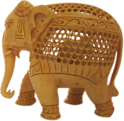 

Creative Rajasthani Collectible India Elephant Statue Mother Baby Handicraft Gift Decorative Showpiece - 15 cm(Wooden, Yellow)