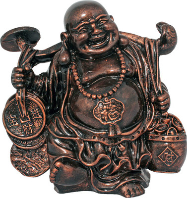 

Art N Hub Fengshui God Laughing Buddha Vastu Statue Home Décor Gift Item Decorative Showpiece - 26 cm(Earthenware, Copper)