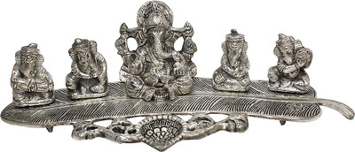 

Soujanya Ganesha Musician Diya Decorative Showpiece - 6 cm(Aluminium, Silver)