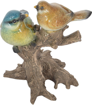 

shivika enterprises bird couple on brown tree branch Decorative Showpiece - 27 cm(Polyresin, Multicolor)