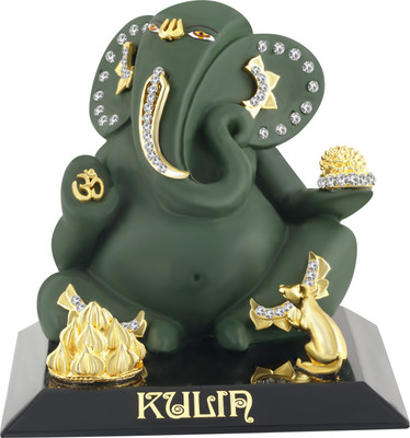 

Kulin God Ganesh | Ganpati | Lord Ganesha Idol For Car Dashboard | Home Decor | Gifting Decorative Showpiece - 9 cm(Polyresin, Green)