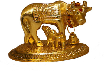 

Samriddhi Vastu kamdhenu cow to fulfill your all wishes Decorative Showpiece - 5 cm(Zinc, Gold)