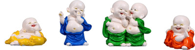

Global Voice Laughing buddha statue (pair of 4)(H-13cm,W-11cm,D-10cm per piece) Decorative Showpiece - 11 cm(Polyresin, Multicolor)