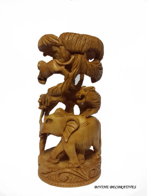 

DivineCrafts Decorative Rounded 'Elephant Shikkar' Decorative Showpiece - 15.5 cm(Wooden, Brown)