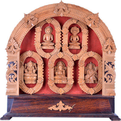 9% OFF on SC Handicrafts Sandalwood Carved Mahaveer, Buddha, Lakshmi, Ganesha , Saraswati Decorative Showpiece - 26 cm(Wood, Brown)