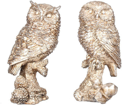 

Apkamart Handcrafted Decorative Owl Set - 8.5 Inch - For Home Decoration and Gifts Decorative Showpiece - 21 cm(Polyresin, Silver)
