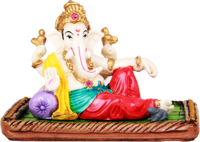 

The Nodding Head Crown Ganesha Resting On Pillow (Purple) Decorative Showpiece - 7.2 cm(Polyresin, Multicolor)