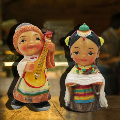 

DivyaMantra Set Of Tibetan Ethnic Dolls (4451) Decorative Showpiece - 12.5 cm(Polyresin, Multicolor)