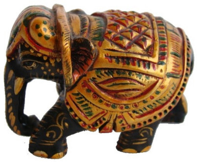 

Craft International Elephant Carved Painted Decorative Showpiece - 5 cm(Wooden, Multicolor)