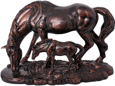 

Art N Hub Mother Baby Horse Pair Pet Animal Figure Statue Décor Gift item Decorative Showpiece - 22 cm(Earthenware, Multicolor)