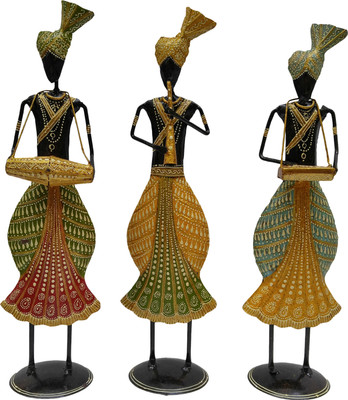

Metal Edge Decostyle Standing Musician 3 Pcs Decorative Showpiece - 48.50 cm(Iron, Multicolor)