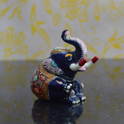 58% OFF on eCraftIndia Meenakari Metal Staue of Baby Elephant Showpiece - 6.4 cm(Stoneware, Multicolor)
