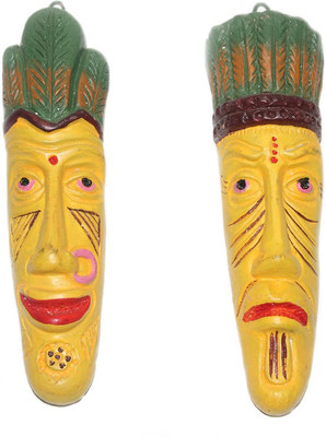 

Sarvsiddhi Terracotta Egyptian Couple Mask Decorative Showpiece - 5 cm(Terracotta, Multicolor)