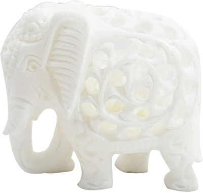 

Crafts For You Undercut elephant 4 Decorative Showpiece - 10 cm(Marble, White)