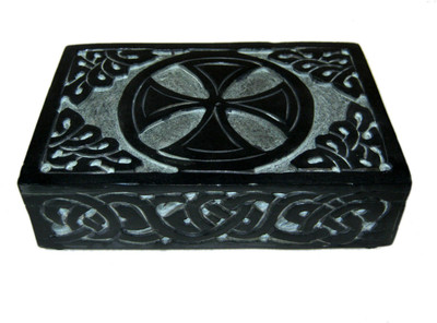 

VRS Decorative Box Decorative Showpiece - 7 cm(Stoneware, Black)