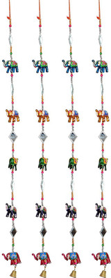 

Little Jaipur Paper Elephant & Mirror Door Hanging Set Toran(Fabric)