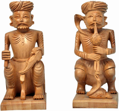

Craft Trade Handmade Rajasthani Man Combo Decorative Showpiece - 13 cm(Wooden, Brown)