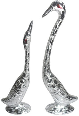 Kaykon Pair of Swan Decorative Showpiece - 24 cm(Aluminium, Silver)