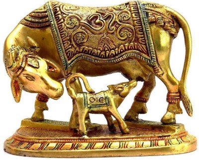 Craftcart Cow Calf brass Idol Decorative Showpiece  -  12 cm(Brass, Multicolor)