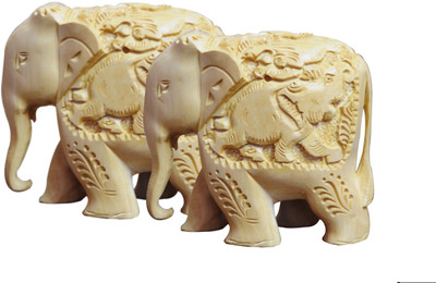 

Craftkriti Handmaded Curved Elephant Decorative Showpiece - 18 cm(Wooden, Brown)