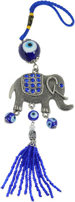 

Reiki Crystal Products evil eye with eliphant Decorative Showpiece - 21 cm(Porcelain, Blue, Silver)