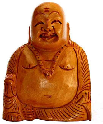 

ByCue Laughing Buddha Decorative Showpiece - 7.5 cm(Wooden, Brown)